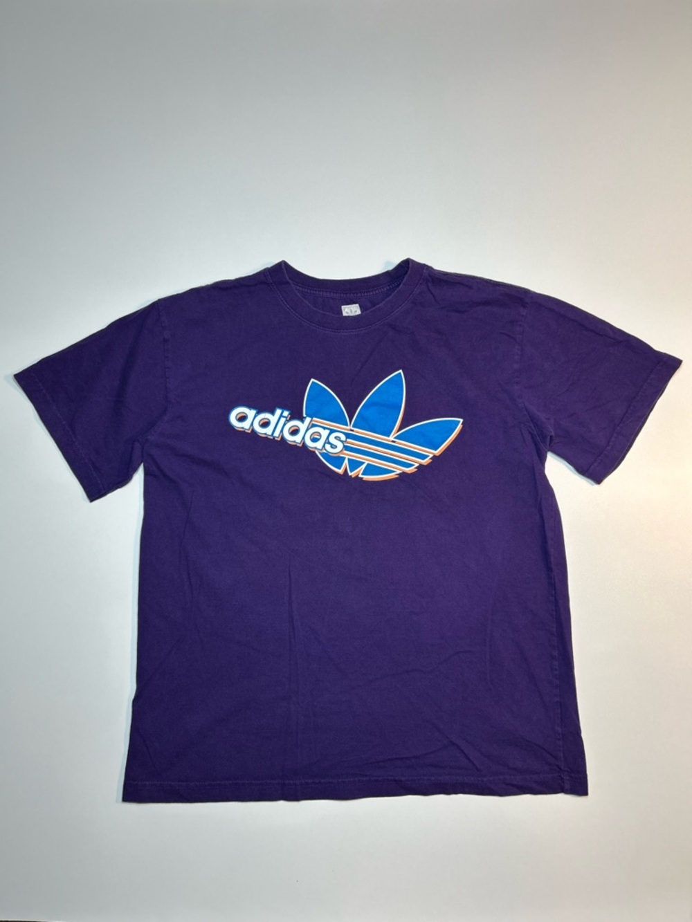 adidas Originals Trefoil Outline Logo T-Shirt Purple Multi-Color Graphic Tee